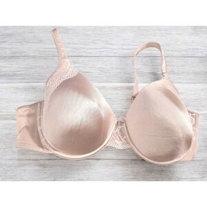 Bali Style 3547 Full Coverage Underwire Bra 42C 42 C Gold Beige Nude Lace Satiny